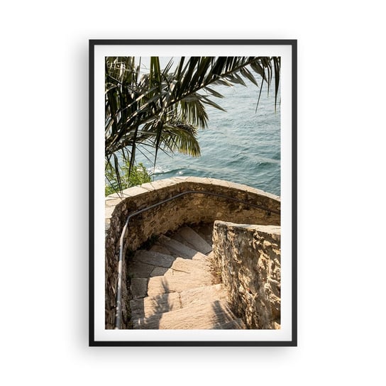 Obraz - Plakat - Pod słońcem Italii - 61x91cm - Schody Zejście Morze - Foto Plakaty na ścianę w czarnej ramie - Plakat do Salonu Sypialni ARTTOR ARTTOR