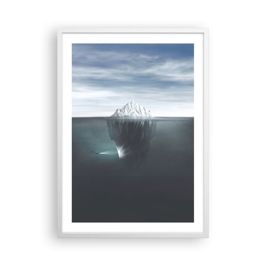 Obraz - Plakat - Podwodna tajemnica - 50x70cm - Góra Lodowa Lodowiec Nurek - Nowoczesny modny obraz Plakat rama biała ARTTOR ARTTOR
