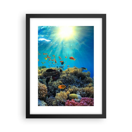 Obraz - Plakat - Podwodne skarby - 30x40cm - Rafa Koralowa Ocean Morski - Foto Plakaty na ścianę w czarnej ramie - Plakat do Salonu Sypialni ARTTOR ARTTOR