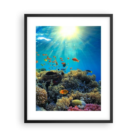 Obraz - Plakat - Podwodne skarby - 40x50cm - Rafa Koralowa Ocean Morski - Foto Plakaty w ramie koloru czarnego do Salonu Sypialni ARTTOR ARTTOR