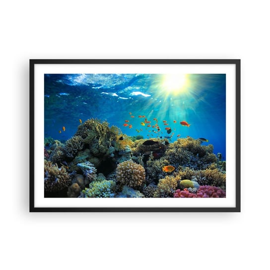 Obraz - Plakat - Podwodne skarby - 70x50cm - Rafa Koralowa Ocean Morski - Nowoczesny modny obraz Plakat czarna rama ARTTOR ARTTOR