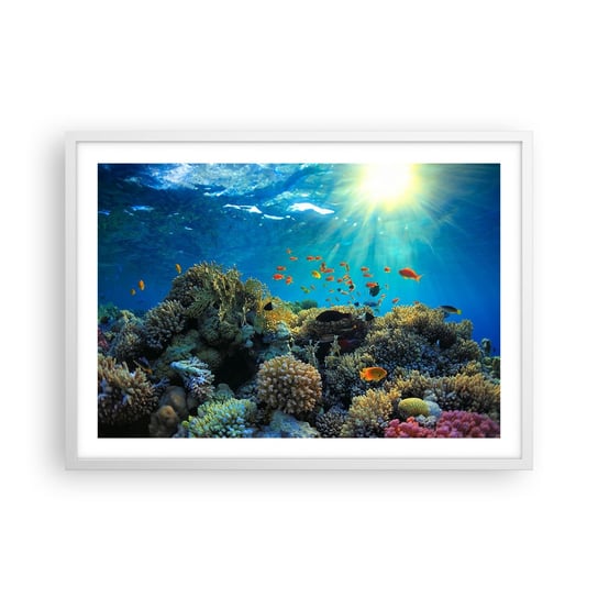 Obraz - Plakat - Podwodne skarby - 70x50cm - Rafa Koralowa Ocean Morski - Nowoczesny modny obraz Plakat rama biała ARTTOR ARTTOR