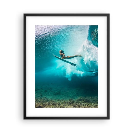 Obraz - Plakat - Podwodny świat - 40x50cm - Surfing Podwodny Świat Kobieta - Foto Plakaty w ramie koloru czarnego do Salonu Sypialni ARTTOR ARTTOR