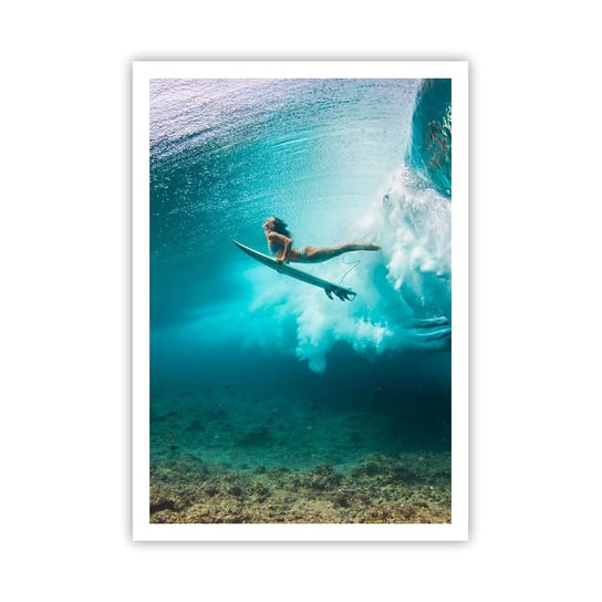 Obraz - Plakat - Podwodny świat - 70x100cm - Surfing Podwodny Świat Kobieta - Foto Plakaty bez ramy na ścianę do Salonu Sypialni ARTTOR ARTTOR