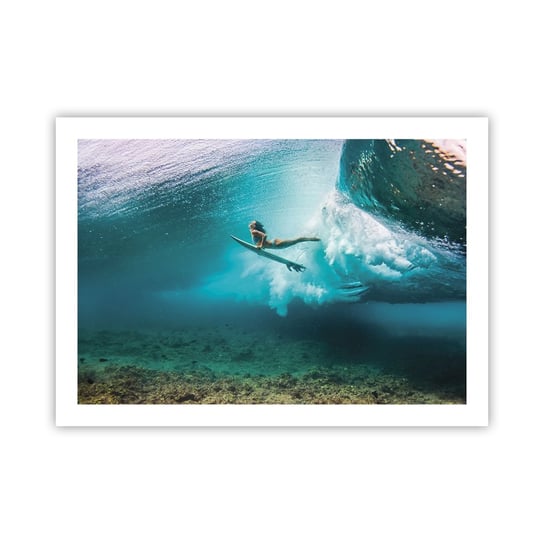 Obraz - Plakat - Podwodny świat - 70x50cm - Surfing Podwodny Świat Kobieta - Nowoczesny modny obraz Plakat bez ramy do Salonu Sypialni ARTTOR ARTTOR