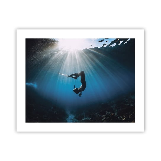 Obraz - Plakat - Podwodny taniec - 50x40cm - Podwodna Jaskinia Promienie Słońca Nurkowanie - Foto Plakaty bez ramy do Salonu Sypialni ARTTOR ARTTOR