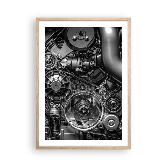 Obraz - Plakat - Poezja mechaniki - 50x70cm - Silnik Mechanik Metal - Nowoczesny modny obraz Plakat rama jasny dąb ARTTOR ARTTOR