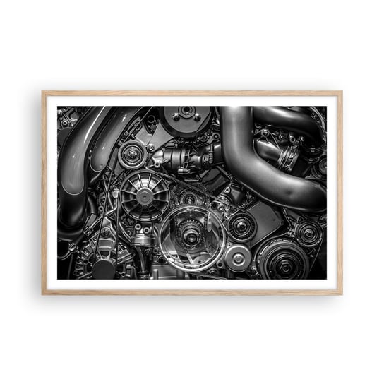 Obraz - Plakat - Poezja mechaniki - 91x61cm - Silnik Mechanik Metal - Foto Plakaty na ścianę w ramie jasny dąb - Plakat do Salonu Sypialni ARTTOR ARTTOR