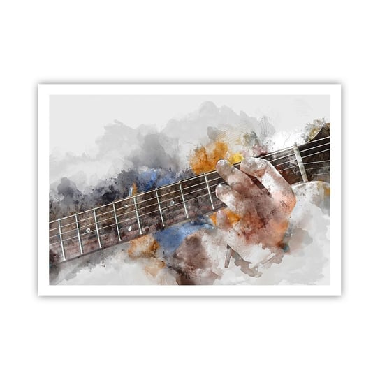 Obraz - Plakat - Poezja między strunami - 100x70cm - Muzyka Gitara Grafika - Foto Plakaty bez ramy na ścianę do Salonu Sypialni ARTTOR ARTTOR