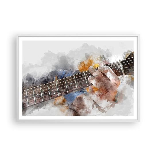 Obraz - Plakat - Poezja między strunami - 100x70cm - Muzyka Gitara Grafika - Foto Plakaty w ramie koloru białego do Salonu Sypialni ARTTOR ARTTOR