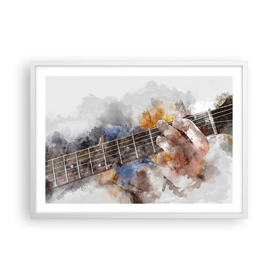 Obraz - Plakat - Poezja między strunami - 70x50cm - Muzyka Gitara Grafika - Nowoczesny modny obraz Plakat rama biała ARTTOR ARTTOR