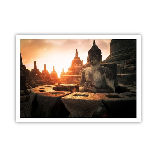 Obraz - Plakat - Pogoda wielkiej mądrości - 100x70cm - Azja Budda Borobudur - Foto Plakaty bez ramy na ścianę do Salonu Sypialni ARTTOR ARTTOR
