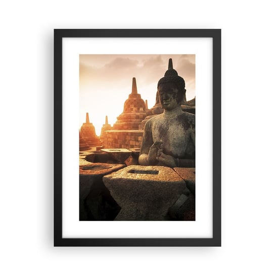 Obraz - Plakat - Pogoda wielkiej mądrości - 30x40cm - Azja Budda Borobudur - Foto Plakaty na ścianę w czarnej ramie - Plakat do Salonu Sypialni ARTTOR ARTTOR