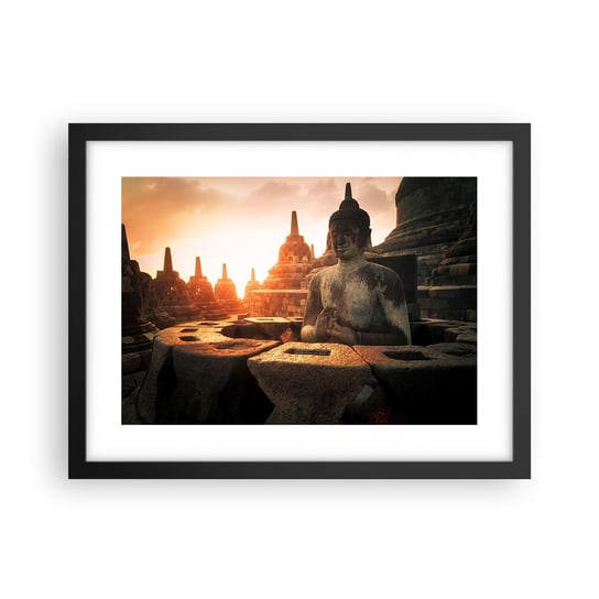 Obraz - Plakat - Pogoda wielkiej mądrości - 40x30cm - Azja Budda Borobudur - Foto Plakaty na ścianę w czarnej ramie - Plakat do Salonu Sypialni ARTTOR ARTTOR