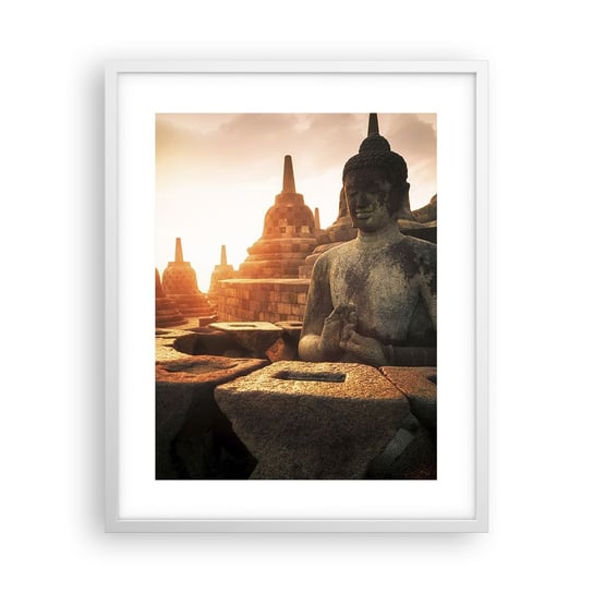 Obraz - Plakat - Pogoda wielkiej mądrości - 40x50cm - Azja Budda Borobudur - Foto Plakaty w ramie koloru białego do Salonu Sypialni ARTTOR ARTTOR