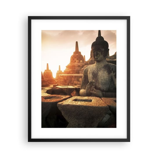 Obraz - Plakat - Pogoda wielkiej mądrości - 40x50cm - Azja Budda Borobudur - Foto Plakaty w ramie koloru czarnego do Salonu Sypialni ARTTOR ARTTOR