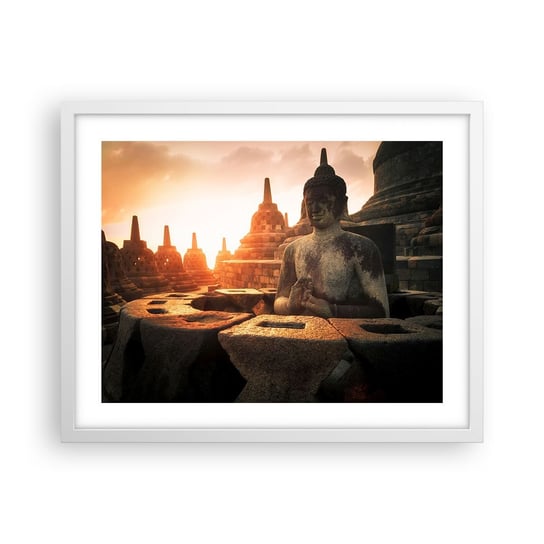 Obraz - Plakat - Pogoda wielkiej mądrości - 50x40cm - Azja Budda Borobudur - Foto Plakaty w ramie koloru białego do Salonu Sypialni ARTTOR ARTTOR