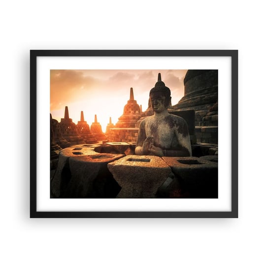 Obraz - Plakat - Pogoda wielkiej mądrości - 50x40cm - Azja Budda Borobudur - Foto Plakaty w ramie koloru czarnego do Salonu Sypialni ARTTOR ARTTOR