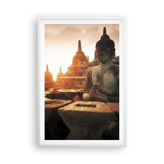 Obraz - Plakat - Pogoda wielkiej mądrości - 61x91cm - Azja Budda Borobudur - Foto Plakaty na ścianę w ramie białej - Plakat do Salonu Sypialni ARTTOR ARTTOR