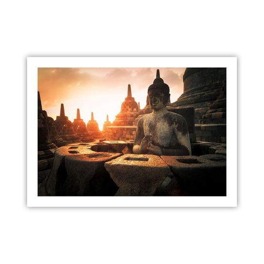 Obraz - Plakat - Pogoda wielkiej mądrości - 70x50cm - Azja Budda Borobudur - Nowoczesny modny obraz Plakat bez ramy do Salonu Sypialni ARTTOR ARTTOR