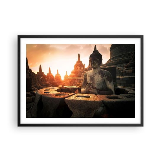 Obraz - Plakat - Pogoda wielkiej mądrości - 70x50cm - Azja Budda Borobudur - Nowoczesny modny obraz Plakat czarna rama ARTTOR ARTTOR