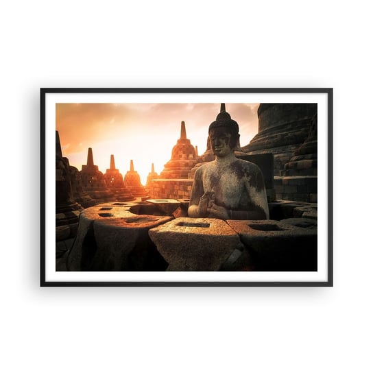 Obraz - Plakat - Pogoda wielkiej mądrości - 91x61cm - Azja Budda Borobudur - Foto Plakaty na ścianę w czarnej ramie - Plakat do Salonu Sypialni ARTTOR ARTTOR