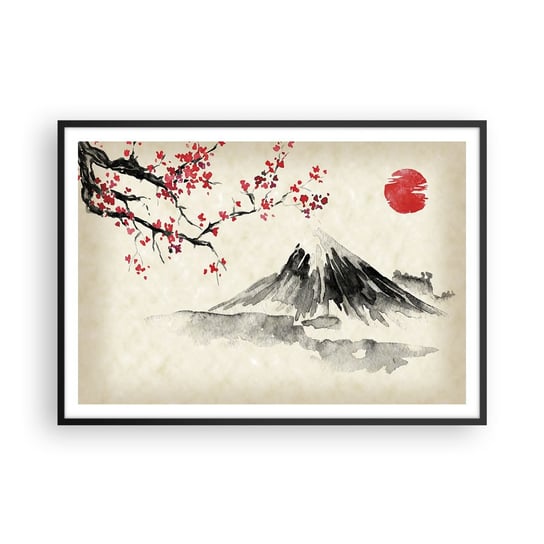 Obraz - Plakat - Pokochaj Japonię - 100x70cm - Krajobraz Fudżi Wulkan - Foto Plakaty w ramie koloru czarnego do Salonu Sypialni ARTTOR ARTTOR