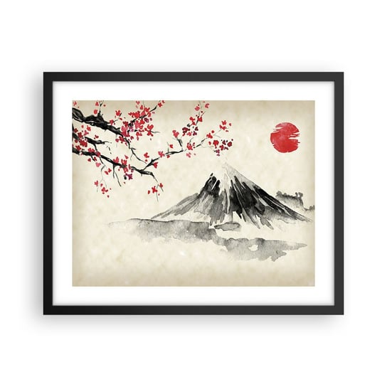 Obraz - Plakat - Pokochaj Japonię - 50x40cm - Krajobraz Fudżi Wulkan - Foto Plakaty w ramie koloru czarnego do Salonu Sypialni ARTTOR ARTTOR