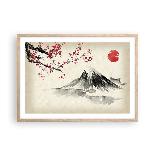 Obraz - Plakat - Pokochaj Japonię - 70x50cm - Krajobraz Fudżi Wulkan - Nowoczesny modny obraz Plakat rama jasny dąb ARTTOR ARTTOR