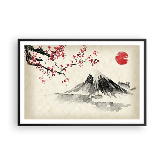 Obraz - Plakat - Pokochaj Japonię - 91x61cm - Krajobraz Fudżi Wulkan - Foto Plakaty na ścianę w czarnej ramie - Plakat do Salonu Sypialni ARTTOR ARTTOR