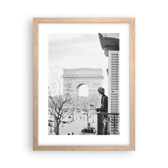 Obraz - Plakat - Pokój z widokiem - 30x40cm - Łuk Triumfalny Paryż Architektura - Foto Plakaty na ścianę w ramie jasny dąb - Plakat do Salonu Sypialni ARTTOR ARTTOR