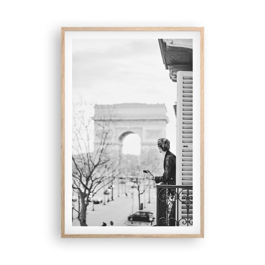 Obraz - Plakat - Pokój z widokiem - 61x91cm - Łuk Triumfalny Paryż Architektura - Foto Plakaty na ścianę w ramie jasny dąb - Plakat do Salonu Sypialni ARTTOR ARTTOR