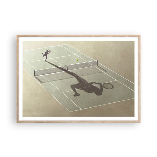 Obraz - Plakat - Pokonać siebie - 100x70cm - Tenis Korty Sport - Foto Plakaty w ramie koloru jasny dąb do Salonu Sypialni ARTTOR ARTTOR
