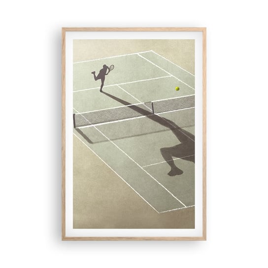 Obraz - Plakat - Pokonać siebie - 61x91cm - Tenis Korty Sport - Foto Plakaty na ścianę w ramie jasny dąb - Plakat do Salonu Sypialni ARTTOR ARTTOR