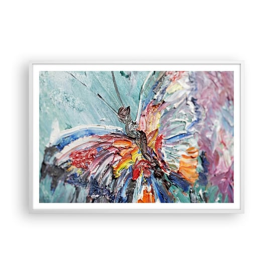 Obraz - Plakat - Pomalowany przez naturę - 100x70cm - Abstrakcja Motyl Sztuka - Foto Plakaty w ramie koloru białego do Salonu Sypialni ARTTOR ARTTOR