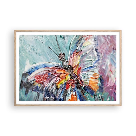 Obraz - Plakat - Pomalowany przez naturę - 100x70cm - Abstrakcja Motyl Sztuka - Foto Plakaty w ramie koloru jasny dąb do Salonu Sypialni ARTTOR ARTTOR