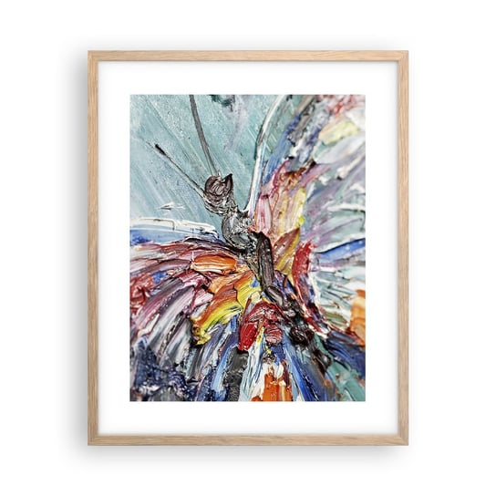 Obraz - Plakat - Pomalowany przez naturę - 40x50cm - Abstrakcja Motyl Sztuka - Foto Plakaty w ramie koloru jasny dąb do Salonu Sypialni ARTTOR ARTTOR