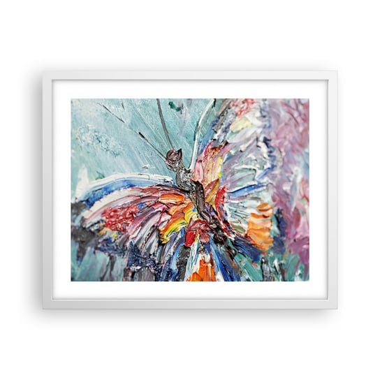 Obraz - Plakat - Pomalowany przez naturę - 50x40cm - Abstrakcja Motyl Sztuka - Foto Plakaty w ramie koloru białego do Salonu Sypialni ARTTOR ARTTOR