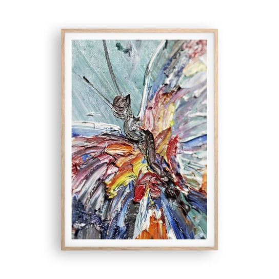 Obraz - Plakat - Pomalowany przez naturę - 70x100cm - Abstrakcja Motyl Sztuka - Foto Plakaty w ramie koloru jasny dąb do Salonu Sypialni ARTTOR ARTTOR