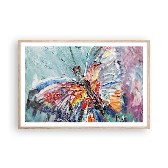 Obraz - Plakat - Pomalowany przez naturę - 91x61cm - Abstrakcja Motyl Sztuka - Foto Plakaty na ścianę w ramie jasny dąb - Plakat do Salonu Sypialni ARTTOR ARTTOR