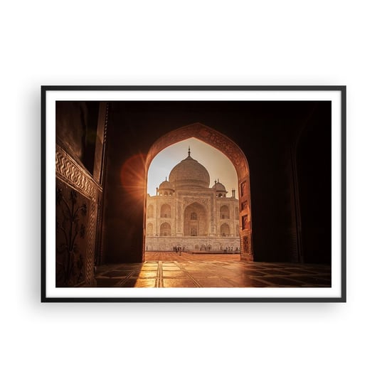 Obraz - Plakat - Pomnik nieziemskiej miłości - 100x70cm - Architektura Indie Świątynia - Foto Plakaty w ramie koloru czarnego do Salonu Sypialni ARTTOR ARTTOR