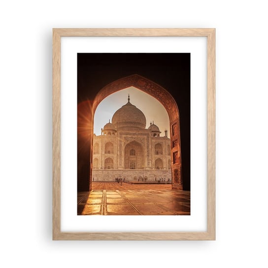 Obraz - Plakat - Pomnik nieziemskiej miłości - 30x40cm - Architektura Indie Świątynia - Foto Plakaty na ścianę w ramie jasny dąb - Plakat do Salonu Sypialni ARTTOR ARTTOR