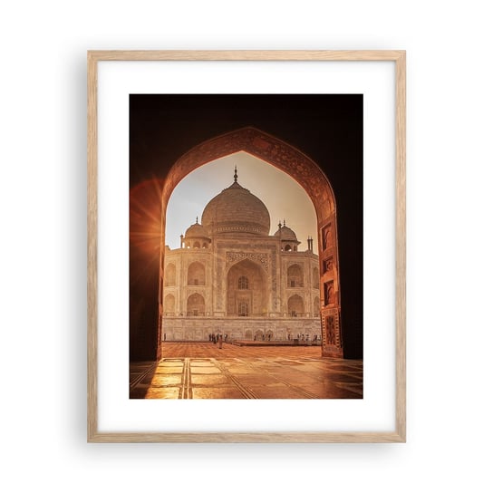 Obraz - Plakat - Pomnik nieziemskiej miłości - 40x50cm - Architektura Indie Świątynia - Foto Plakaty w ramie koloru jasny dąb do Salonu Sypialni ARTTOR ARTTOR