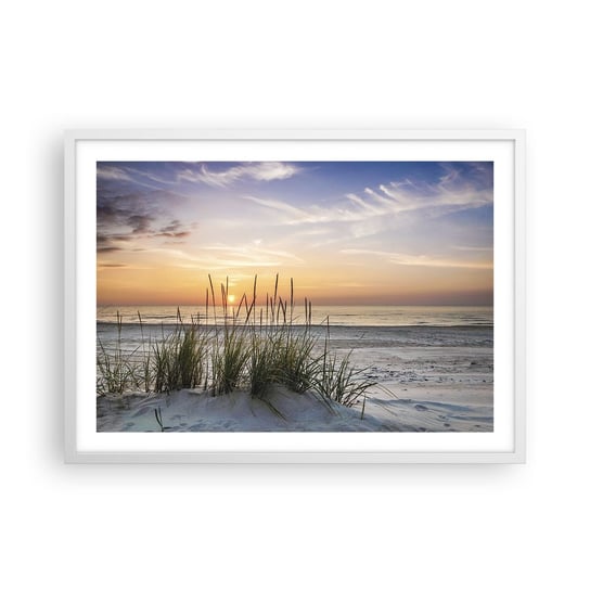 Obraz - Plakat - Popatrz, pomyśl, poczuj - 70x50cm - Krajobraz Plaża Morze - Nowoczesny modny obraz Plakat rama biała ARTTOR ARTTOR
