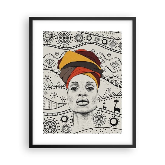 Obraz - Plakat - Portret afrykański - 40x50cm - Afryka Kobieta Turban - Foto Plakaty w ramie koloru czarnego do Salonu Sypialni ARTTOR ARTTOR
