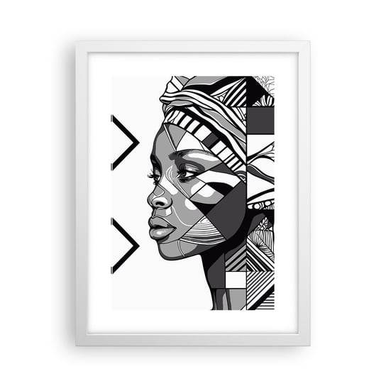 Obraz - Plakat - Portret etniczny - 30x40cm - Portret Afroamerykanka Turban - Foto Plakaty na ścianę w ramie białej - Plakat do Salonu Sypialni ARTTOR ARTTOR