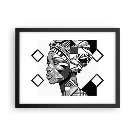 Obraz - Plakat - Portret etniczny - 40x30cm - Portret Afroamerykanka Turban - Foto Plakaty na ścianę w czarnej ramie - Plakat do Salonu Sypialni ARTTOR ARTTOR