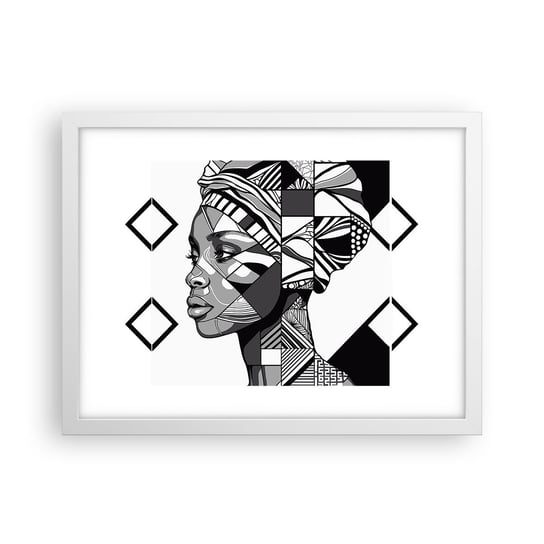 Obraz - Plakat - Portret etniczny - 40x30cm - Portret Afroamerykanka Turban - Foto Plakaty na ścianę w ramie białej - Plakat do Salonu Sypialni ARTTOR ARTTOR