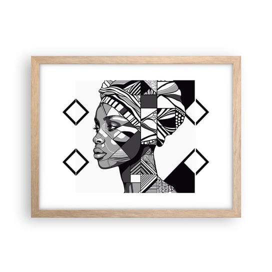 Obraz - Plakat - Portret etniczny - 40x30cm - Portret Afroamerykanka Turban - Foto Plakaty na ścianę w ramie jasny dąb - Plakat do Salonu Sypialni ARTTOR ARTTOR