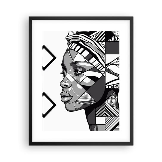 Obraz - Plakat - Portret etniczny - 40x50cm - Portret Afroamerykanka Turban - Foto Plakaty w ramie koloru czarnego do Salonu Sypialni ARTTOR ARTTOR